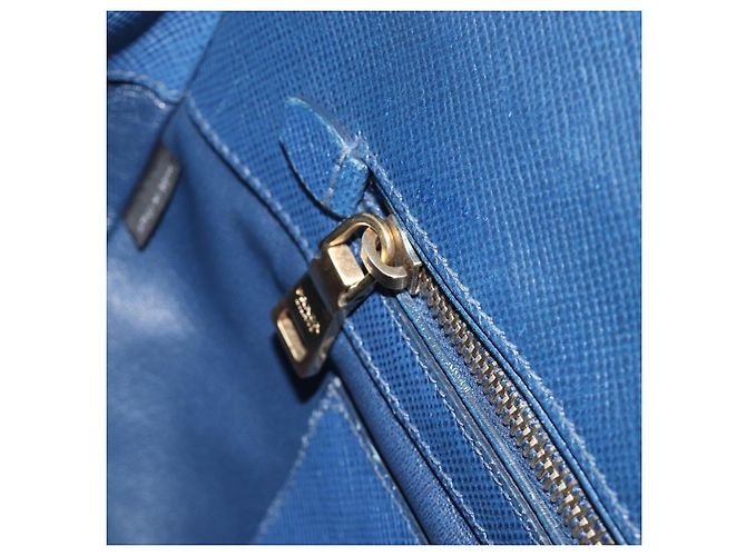 PRADA Handtasche Leder Blau Goldfarben - Ansicht 22