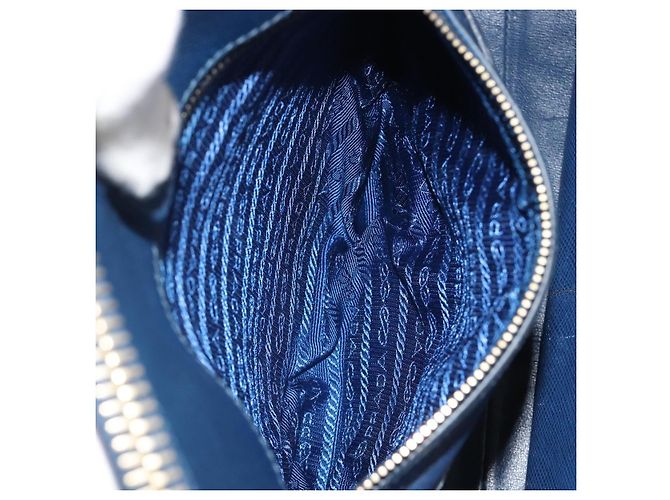PRADA Handtasche Leder Blau Goldfarben - Ansicht 23