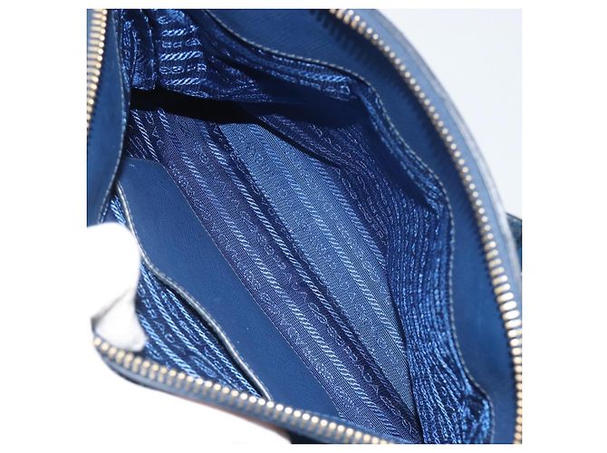 PRADA Handtasche Leder Blau Goldfarben - Ansicht 25