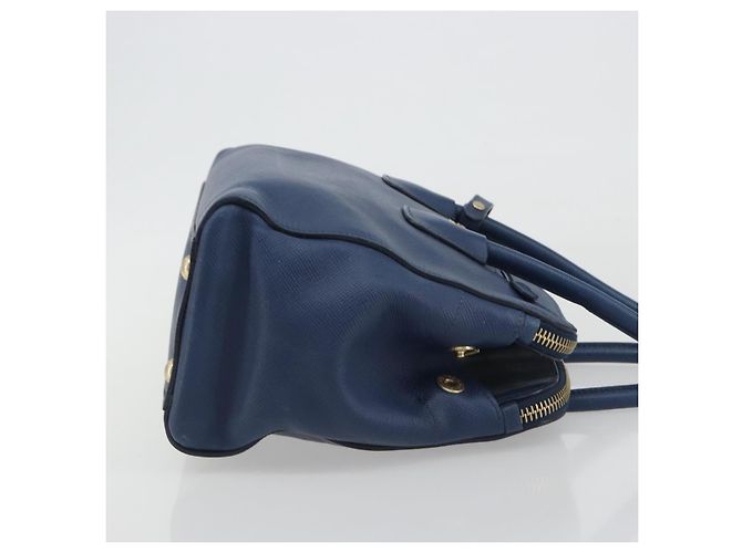 PRADA Handtasche Leder Blau Goldfarben - Ansicht 3