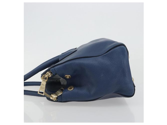 PRADA Handtasche Leder Blau Goldfarben - Ansicht 4