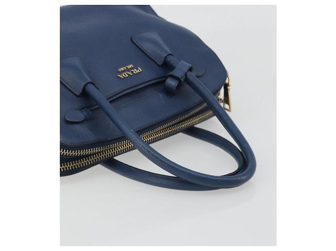 PRADA Handtasche Leder Blau Goldfarben - Ansicht 7