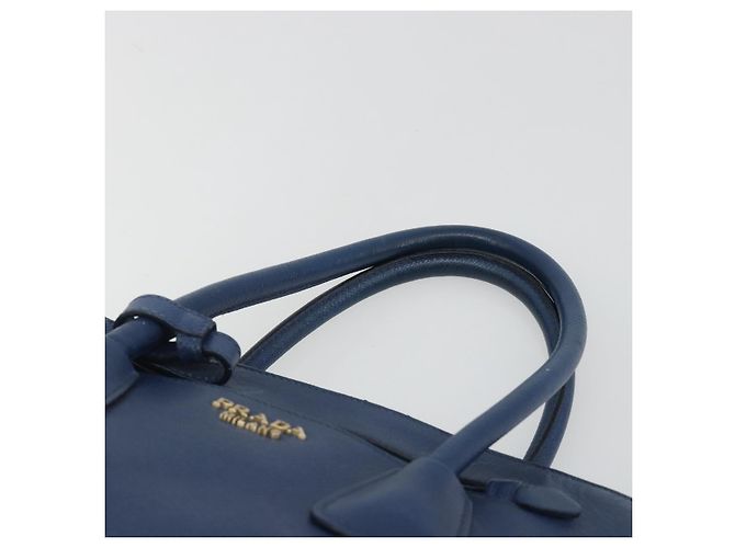 PRADA Handtasche Leder Blau Goldfarben - Ansicht 8