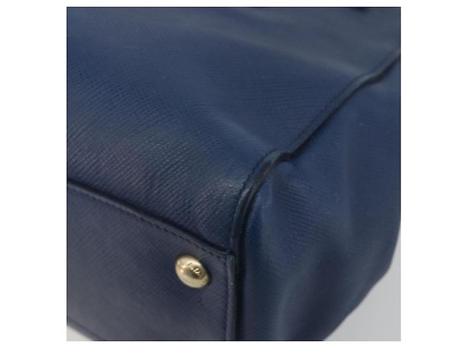 PRADA Handtasche Leder Blau Goldfarben - Ansicht 9