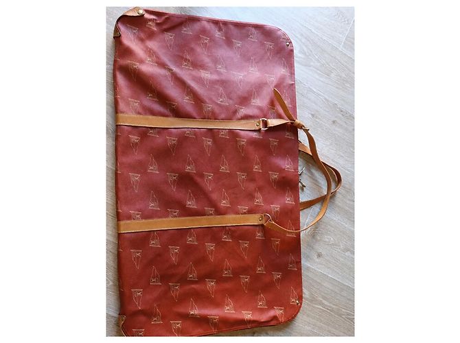 Borsa da viaggio Louis Vuitton America's Cup in tela Monogram marrone e pelle naturale Rosso - vista 2