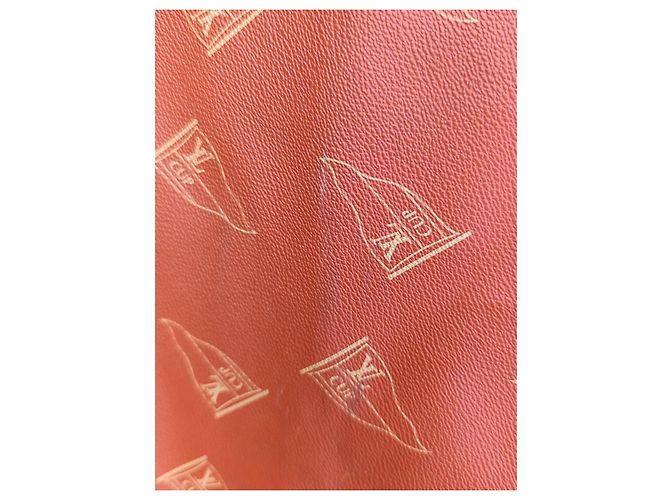 Borsa da viaggio Louis Vuitton America's Cup in tela Monogram marrone e pelle naturale Rosso - vista 7