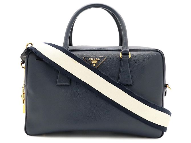 Borsa Prada in pelle Saffiano blu navy - vista 2