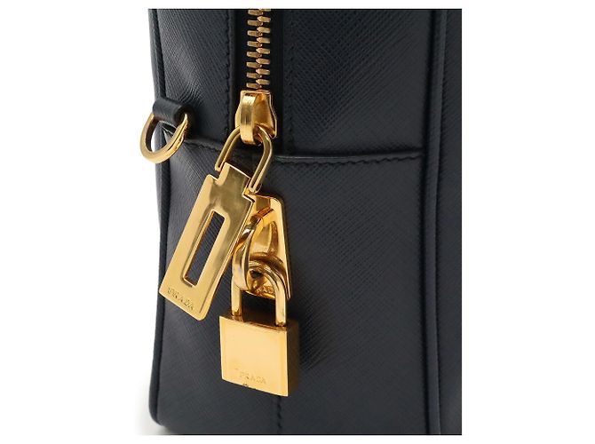 Borsa Prada in pelle Saffiano blu navy - vista 7