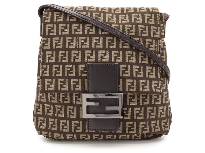 Fendi Schultertasche mit Zucchino-Muster Beige Khaki Dunkelbraun - Ansicht 2