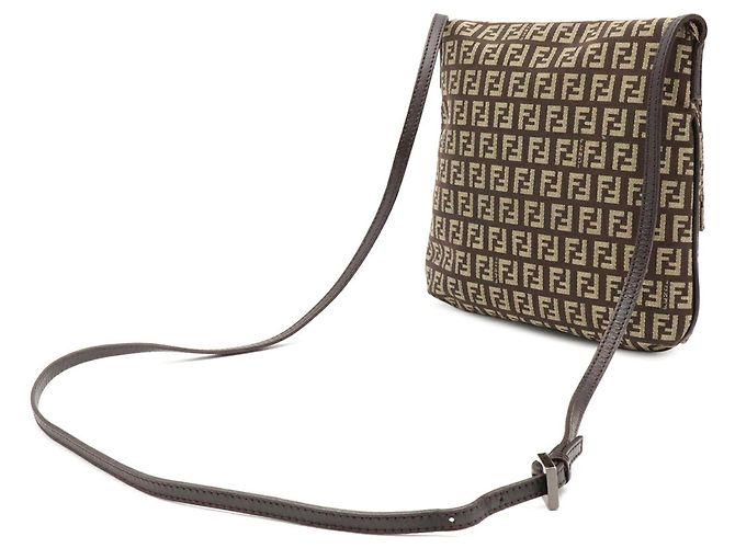 Fendi Schultertasche mit Zucchino-Muster Beige Khaki Dunkelbraun - Ansicht 3