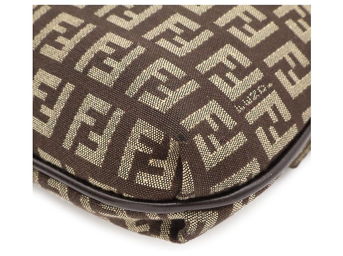 Fendi Schultertasche mit Zucchino-Muster Beige Khaki Dunkelbraun - Ansicht 4