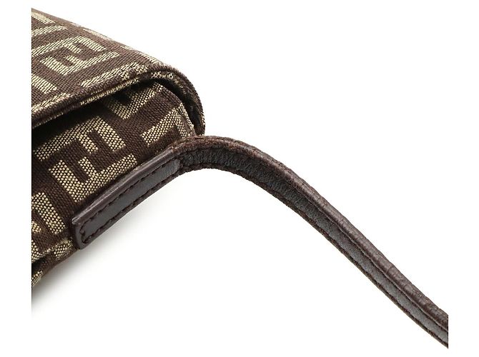 Fendi Schultertasche mit Zucchino-Muster Beige Khaki Dunkelbraun - Ansicht 6