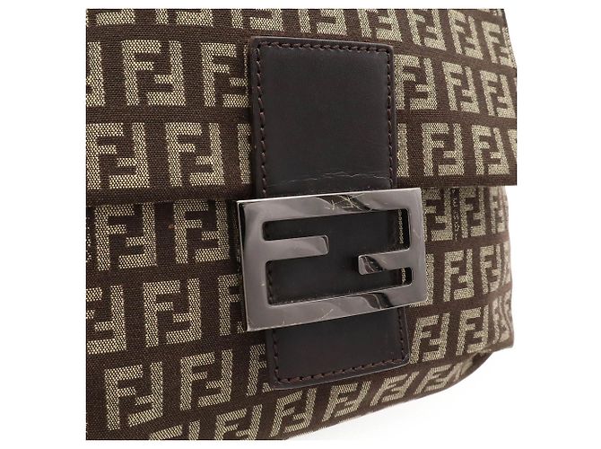 Fendi Schultertasche mit Zucchino-Muster Beige Khaki Dunkelbraun - Ansicht 7