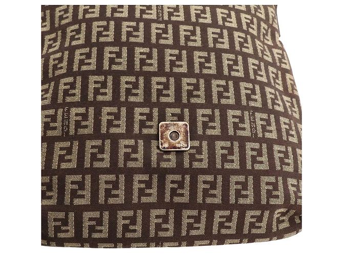 Fendi Schultertasche mit Zucchino-Muster Beige Khaki Dunkelbraun - Ansicht 8