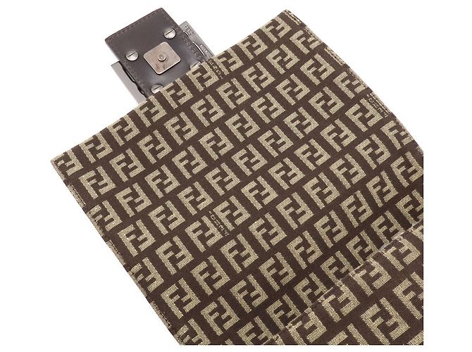 Fendi Schultertasche mit Zucchino-Muster Beige Khaki Dunkelbraun - Ansicht 9