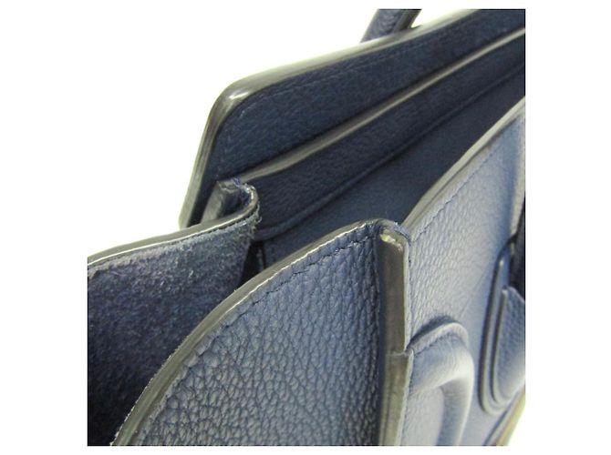 Céline Celine Luggage Micro Shopper 167793 Borsa a mano in pelle da donna Blu navy - vista 10