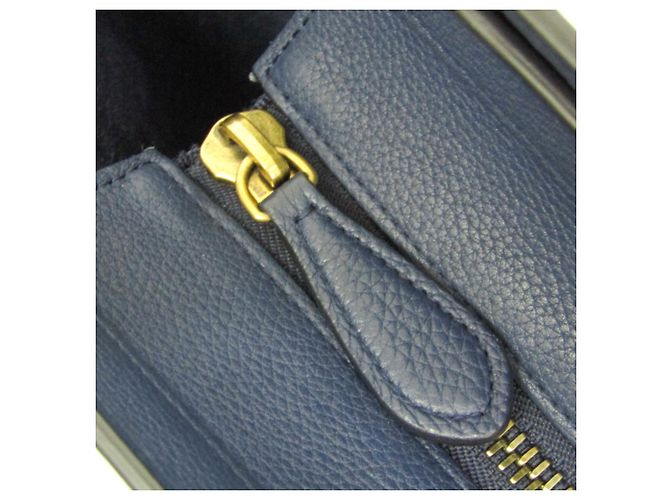 Céline Celine Luggage Micro Shopper 167793 Borsa a mano in pelle da donna Blu navy - vista 13