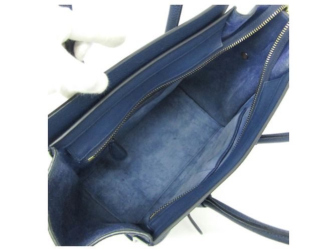 Céline Celine Luggage Micro Shopper 167793 Borsa a mano in pelle da donna Blu navy - vista 3