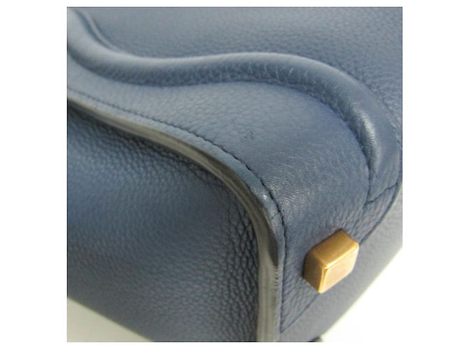 Céline Celine Luggage Micro Shopper 167793 Borsa a mano in pelle da donna Blu navy - vista 4