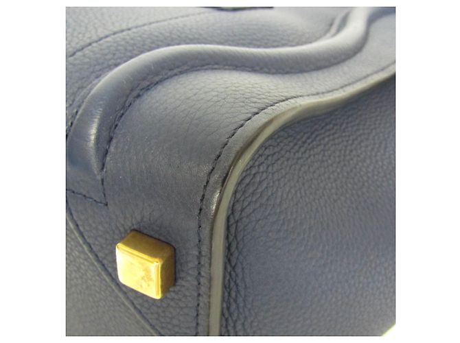 Céline Celine Luggage Micro Shopper 167793 Borsa a mano in pelle da donna Blu navy - vista 5