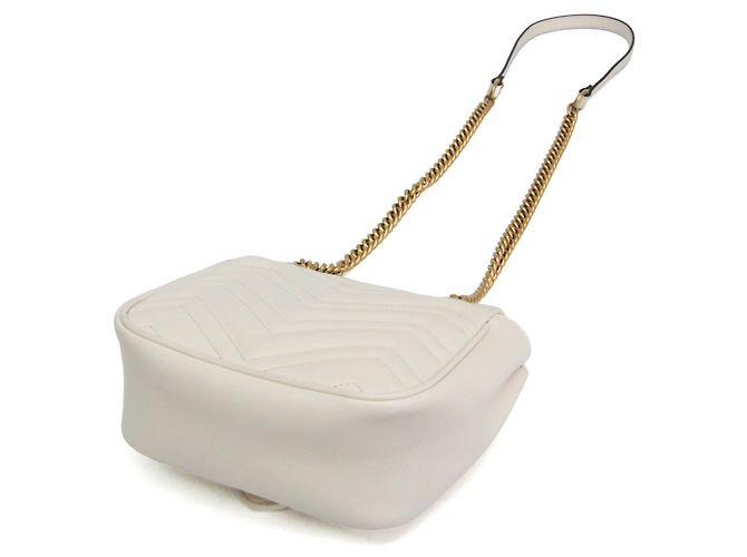 Borsa a tracolla con catena Gucci GG Marmont Bianco - vista 3