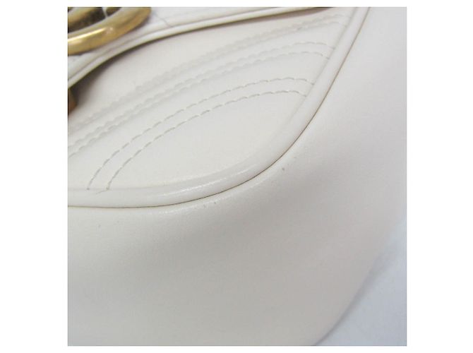 Borsa a tracolla con catena Gucci GG Marmont Bianco - vista 7
