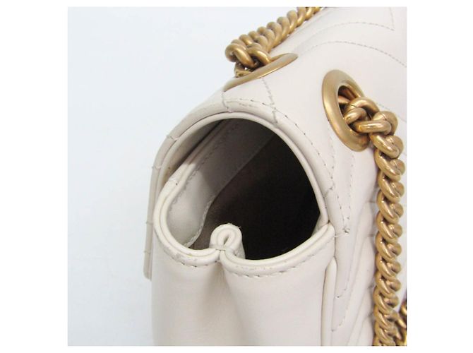 Borsa a tracolla con catena Gucci GG Marmont Bianco - vista 9