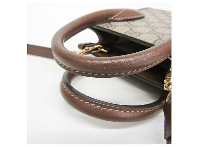 Borsa a mano in pelle Gucci Interlocking G Marrone Beige - vista 10