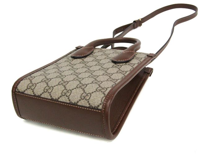 Borsa a mano in pelle Gucci Interlocking G Marrone Beige - vista 3