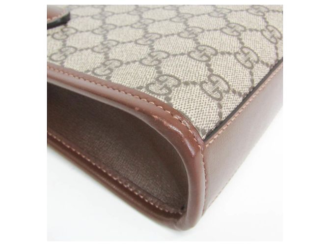 Borsa a mano in pelle Gucci Interlocking G Marrone Beige - vista 5