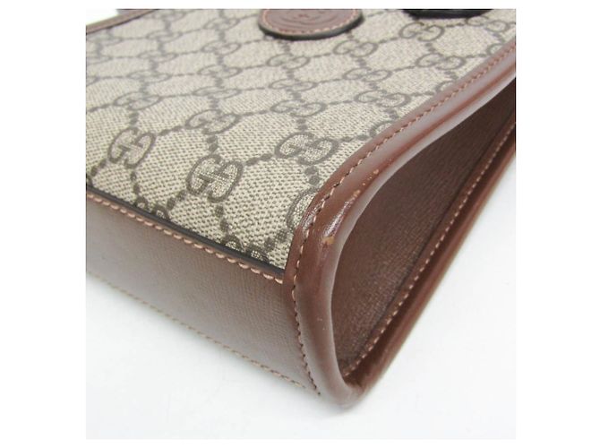 Borsa a mano in pelle Gucci Interlocking G Marrone Beige - vista 6