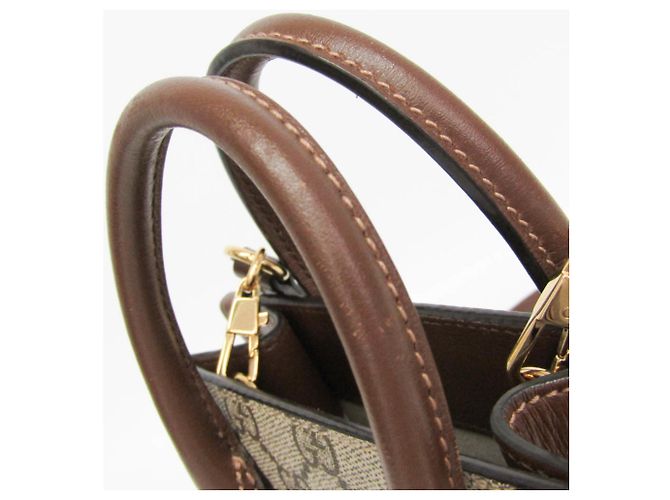 Borsa a mano in pelle Gucci Interlocking G Marrone Beige - vista 8