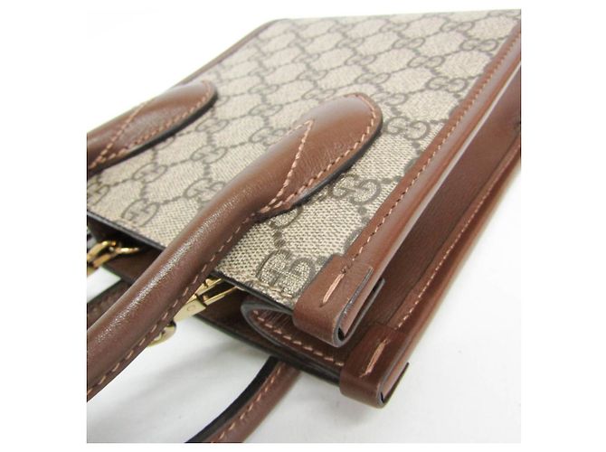 Borsa a mano in pelle Gucci Interlocking G Marrone Beige - vista 9