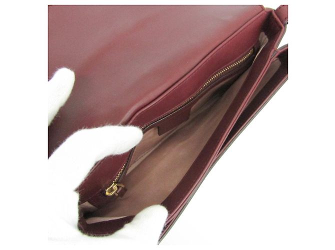 Borsa a tracolla in pelle Gucci GG Marmont Ally Bordò - vista 3