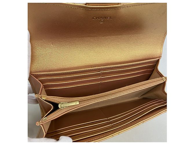 Chanel Lange Geldbörse Metallic-Orange - Ansicht 3