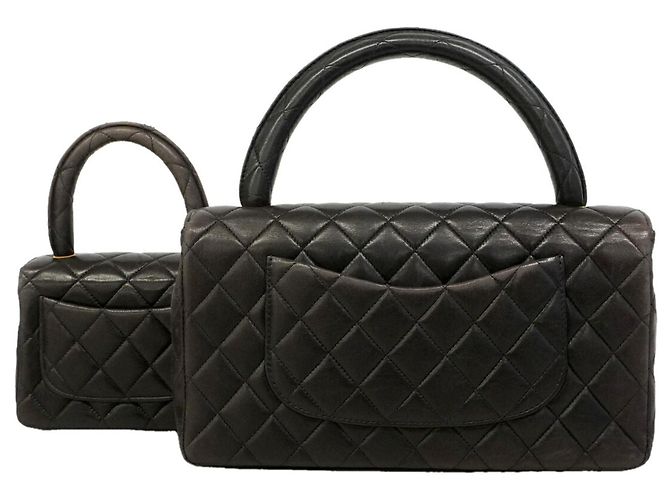 Borsa Chanel in pelle d'agnello matelassé nera Nero - vista 13
