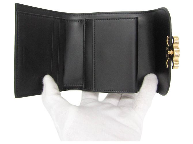 Céline Celine Triomphe Small Flap Wallet Schwarz - Ansicht 3