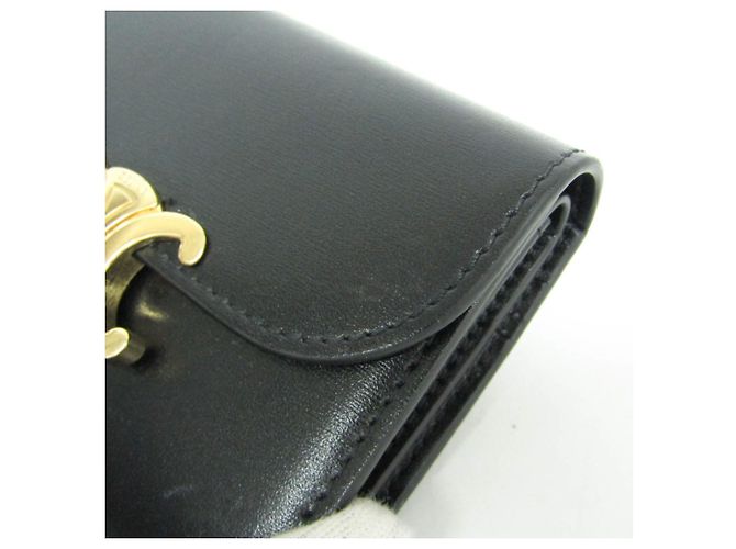 Céline Celine Triomphe Small Flap Wallet Schwarz - Ansicht 8