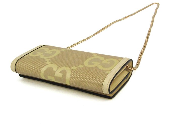 Portafoglio a catena/spalla da donna Gucci Jumbo GG 726497 Beige Crudo - vista 3