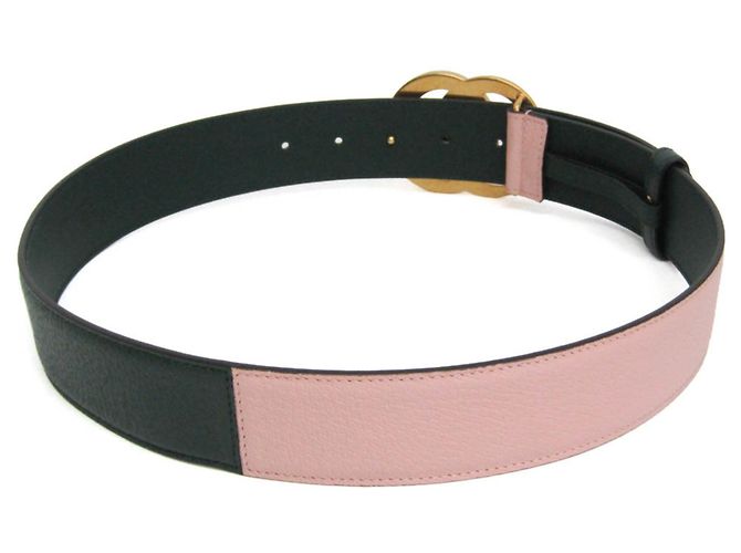 Gucci GG Marmont 80/32 Standard Ledergürtel Pink Grün - Ansicht 3