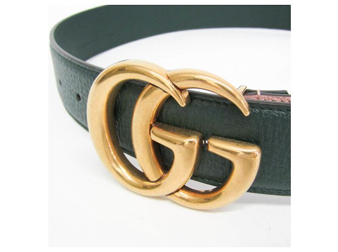 Gucci GG Marmont 80/32 Standard Ledergürtel Pink Grün - Ansicht 4