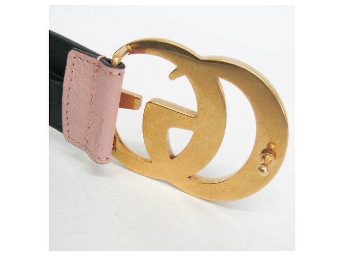 Gucci GG Marmont 80/32 Standard Ledergürtel Pink Grün - Ansicht 5