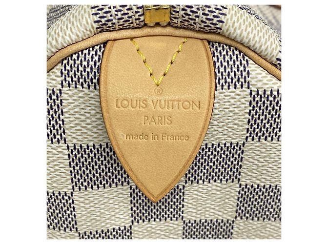 Borsa Louis Vuitton Damier Azur Speedy 30 Bianco - vista 5
