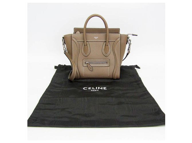 Céline Celine Luggage Nano 189243DRU Borsa a mano/Borsa a tracolla in pelle Grayish Grigio - vista 2