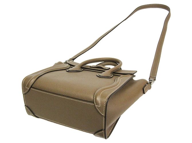 Céline Celine Luggage Nano 189243DRU Borsa a mano/Borsa a tracolla in pelle Grayish Grigio - vista 3