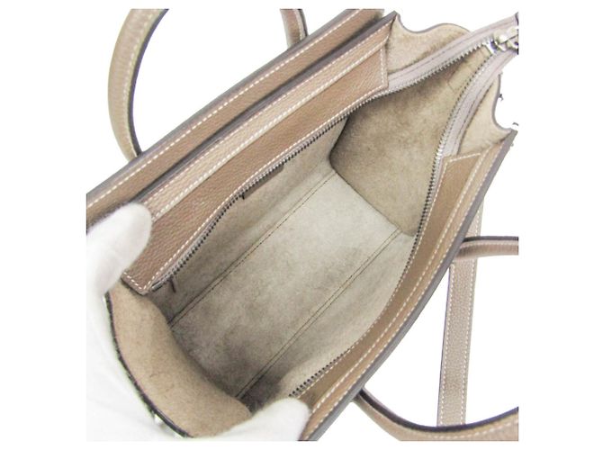 Céline Celine Luggage Nano 189243DRU Borsa a mano/Borsa a tracolla in pelle Grayish Grigio - vista 4