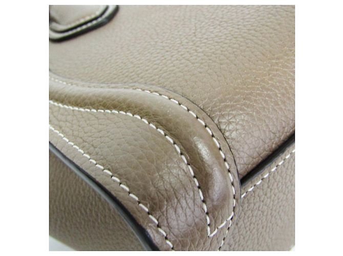 Céline Celine Luggage Nano 189243DRU Borsa a mano/Borsa a tracolla in pelle Grayish Grigio - vista 6
