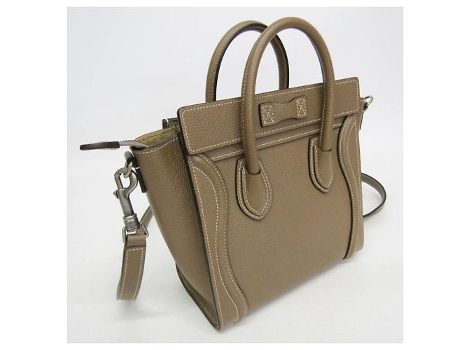 Céline Celine Luggage Nano 189243DRU Borsa a mano/Borsa a tracolla in pelle Grayish Grigio - vista 9