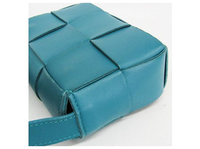 Borsa a tracolla in pelle Intrecciato Cassette Bottega Veneta Blu - vista 7