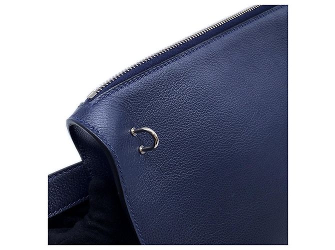 Hermès Volotto Blue Navy in pelle Evergrain, clutch e borsa a tracolla Blu navy - vista 7